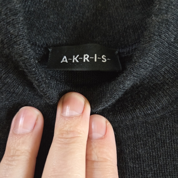 Akris Charcoal Gray Sleeveless Mock Neck Sweater Vest Women Size 8 Cashmere Silk - Picture 3 of 9